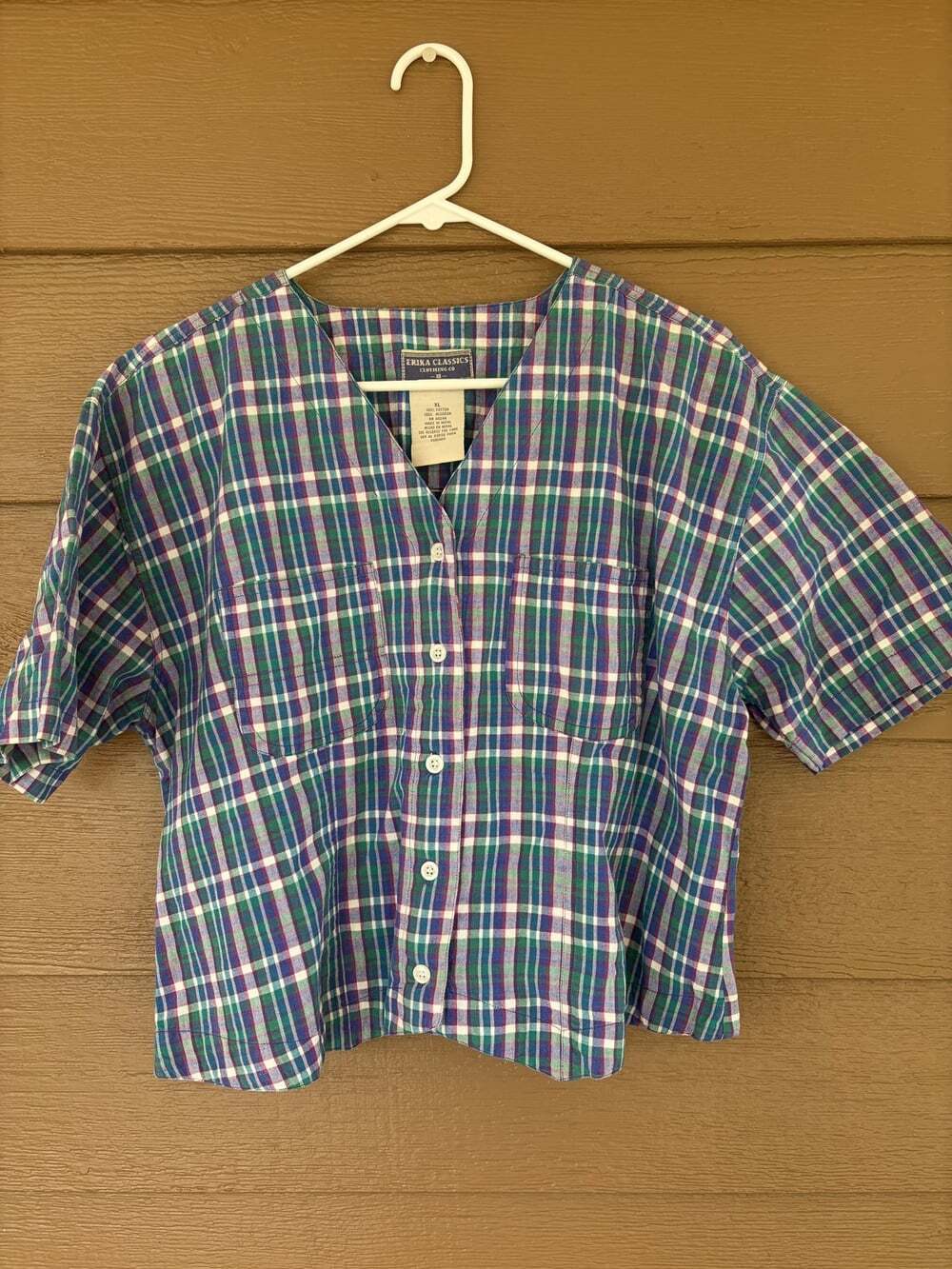 Erika Classics Plaid Shirt XL Cotton